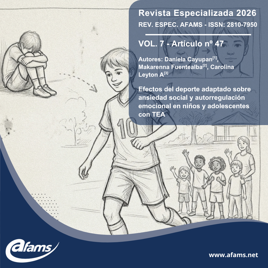 Portada de revista con dibujo de niños jugando y texto sobre efectos del deporte adaptado.